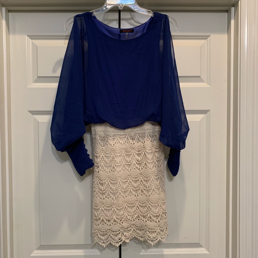 Blue and ivory dress